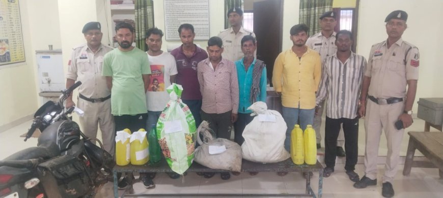 हसौद पुलिस की बड़ी कार्रवाई: 102 लीटर अवैध कच्ची शराब, दो मोटरसाइकिल समेत ₹90,200 की जब्ती – 7 आरोपी गिरफ्तार
