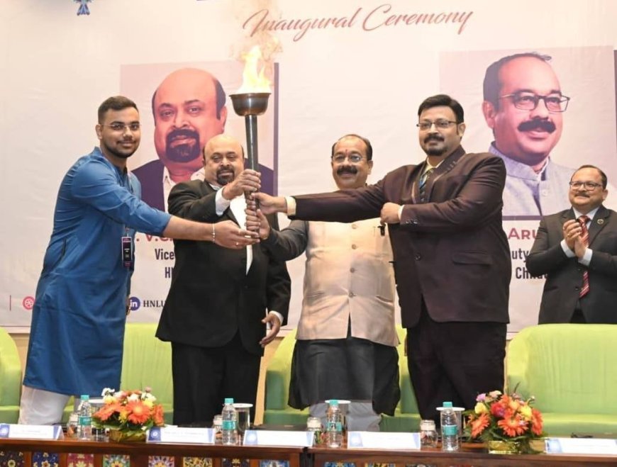 उप मुख्यमंत्री अरुण साव ने किया एचएनएलयू कोलोसस और आईएमयूएनसी-2025 का शुभारंभ — देशभर के 65 विश्वविद्यालयों के 500 युवा हुए शामिल