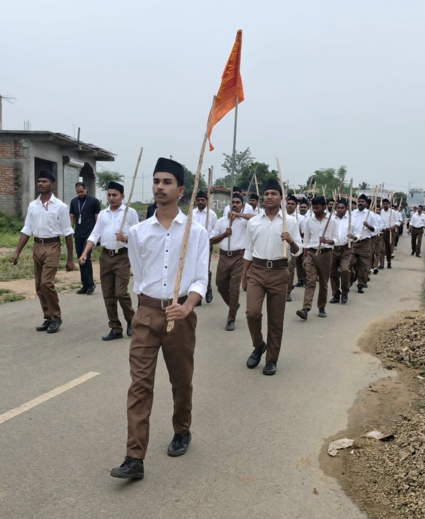 शताब्दी वर्ष में रतनपुर में राष्ट्रीय स्वयंसेवक संघ का भव्य पथ संचलन — राष्ट्रहित में समाज को एकजुट होने का आह्वान
