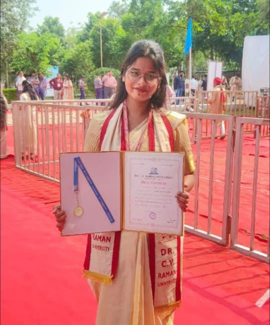 पिथौरा की बेटी शिवानी नायडू को बीएससी बायोटेक्नोलॉजी में स्वर्ण पदक, क्षेत्र का नाम किया रोशन