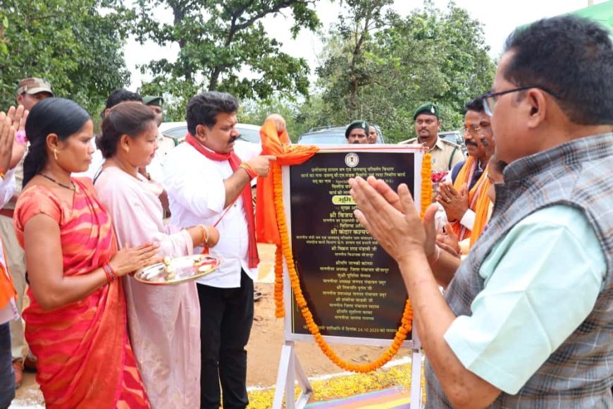 उपमुख्यमंत्री विजय शर्मा ने नंबी में सड़क निर्माण का किया भूमिपूजन, जनचौपाल में ग्रामीणों से की सीधी चर्चा