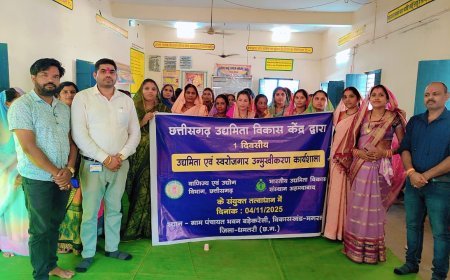 महिला सशक्तिकरण की दिशा में बड़ा कदम: ग्राम करेलीबड़ा, धमतरी में उद्यमिता एवं स्वरोजगार पर एक दिवसीय कार्यशाला का सफल आयोजन