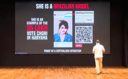 राहुल गांधी का हरियाणा चुनाव पर बड़ा आरोप — ब्राजीलियन मॉडल की तस्वीर से फर्जी वोटिंग का दावा, चुनाव आयोग ने बताया ‘निराधार’