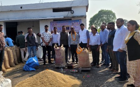 पाली में पूजा-अर्चना के साथ धान उपार्जन कार्य का शुभारंभ, किसानों में खुशी की लहर