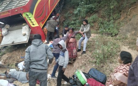 आंध्र प्रदेश के मारेडमिल्ली घाट में भीषण सड़क हादसा: प्राइवेट बस खाई में गिरने से 8 की मौत, कई घायल