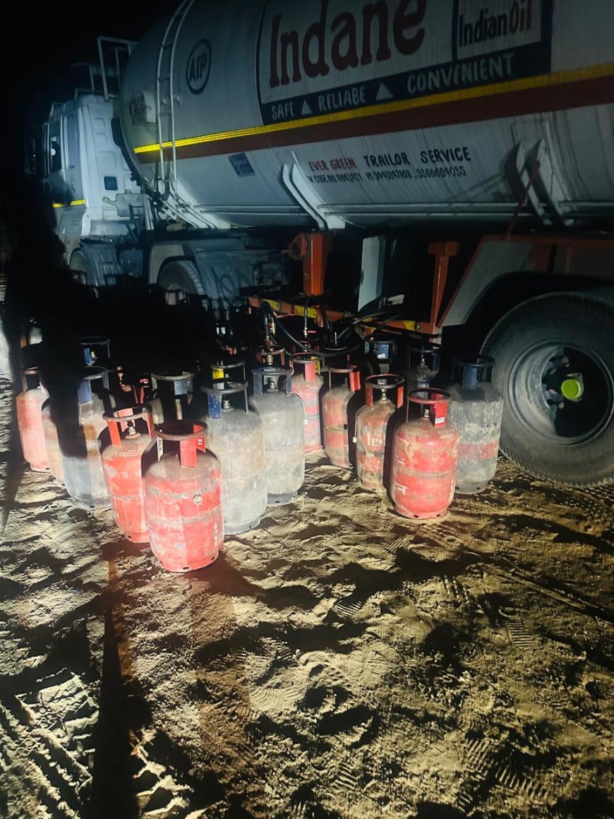 सरायपाली में बड़ी कार्रवाई: अवैध गैस रिफिलिंग करते 6 कैप्सूल ट्रक और 100 से अधिक सिलेंडर जब्त