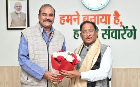 मुख्यमंत्री विष्णुदेव साय से मिले बिलासपुर संभाग के सहप्रभारी अभिषेक शुक्ला, संगठनात्मक मजबूती पर हुई चर्चा