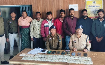 सक्ती पुलिस की बड़ी कार्रवाई, बाडादरहा में हार-जीत का दांव लगाते 9 जुआरी गिरफ्तार