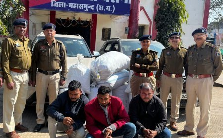 बसना में बड़ी कार्रवाई: 150 किलो गांजा के साथ 3 अंतर्राज्यीय तस्कर गिरफ्तार, 95 लाख से अधिक का माल जब्त