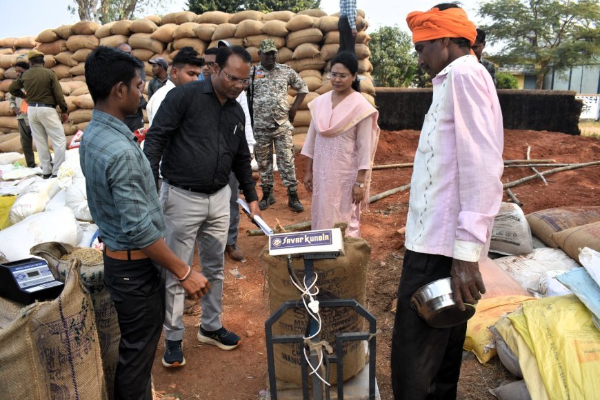 कलेक्टर दिव्या उमेश मिश्रा ने चार धान खरीदी केंद्रों का किया आकस्मिक निरीक्षण, गुणवत्ता और रकबा समर्पण पर दिया जोर