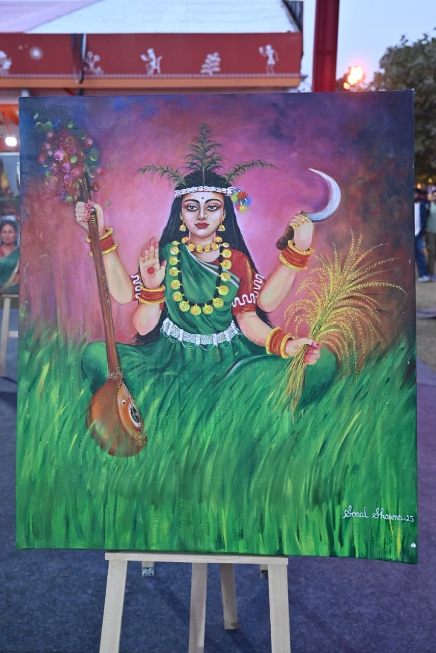 रायपुर साहित्य उत्सव 2026: सुरेंद्र दुबे मंडप में चित्रकला के माध्यम से उभरी छत्तीसगढ़ की सांस्कृतिक आत्मा