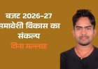 बजट 2026-27 समावेशी विकास का संकल्प: दीना मल्लाह