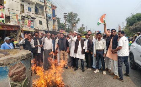 भैरूंदा में तीन मंत्रियों के खिलाफ कांग्रेस का पुतला दहन, बर्खास्तगी की उठी मांग