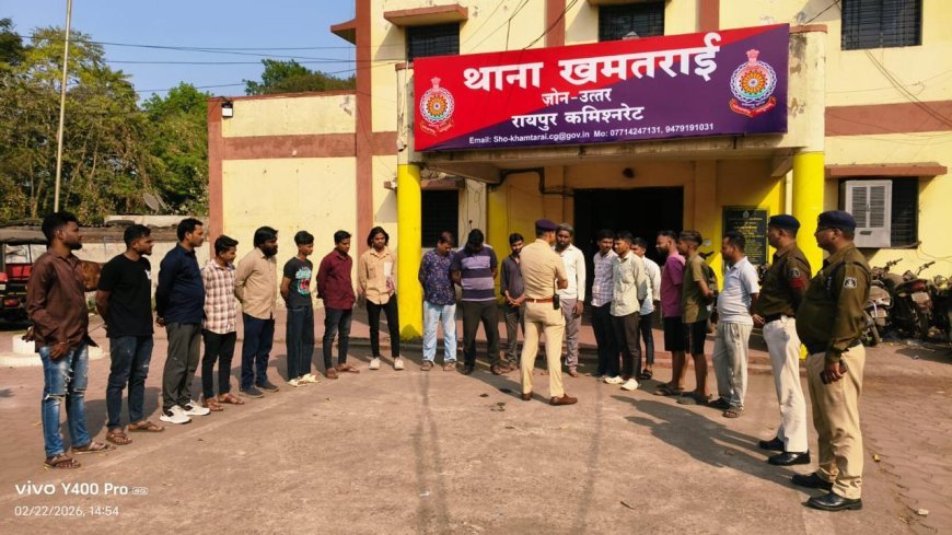 रायपुर नॉर्थ जोन में 60 चाकूबाजों और हिस्ट्रीशीटरों की परेड, थानों में हाजिर कर दी गई कड़ी समझाइश