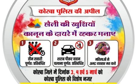 कोरबा पुलिस की होली एडवाइजरी जारी, सुरक्षित और जिम्मेदार तरीके से पर्व मनाने की अपील