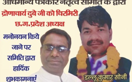 द्रोणाचार्य दुबे बने छत्तीसगढ़ अधिमान्यता पत्रकार नेतृत्व समिति के प्रदेश अध्यक्ष