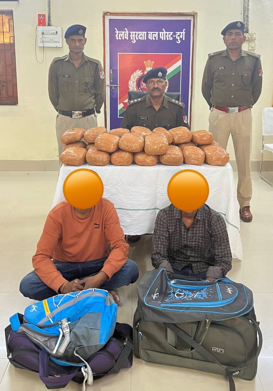दुर्ग में रेलवे सुरक्षा बल की बड़ी कार्रवाई — 25.435 किलो गांजा के साथ 02 अंतर्राज्यीय तस्कर गिरफ्तार