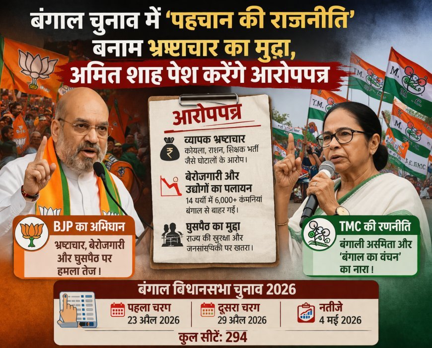 बंगाल चुनाव में ‘पहचान की राजनीति’ बनाम भ्रष्टाचार का मुद्दा, अमित शाह पेश करेंगे आरोपपत्र