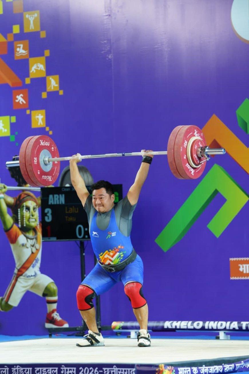 खेलो इंडिया ट्राइबल गेम्स 2026: 94 किग्रा वर्ग में अरुणाचल के लालू ताकू ने जीता स्वर्ण