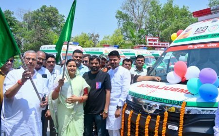 सूरजपुर को मिली 9 नई ‘108 संजीवनी एक्सप्रेस’ एम्बुलेंस, मंत्री लक्ष्मी राजवाड़े ने दिखाई हरी झंडी