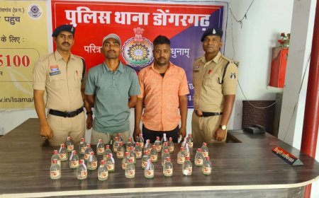 डोंगरगढ़ में अवैध शराब पर पुलिस की बड़ी कार्रवाई: 3 आरोपी गिरफ्तार, 14.76 बल्क लीटर शराब और 2 बाइक जब्त