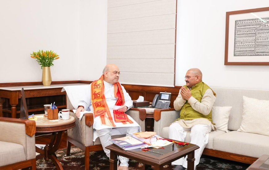 सांसद संतोष पांडेय ने अमित शाह से की मुलाकात, देश के नक्सल मुक्त होने पर दी बधाई