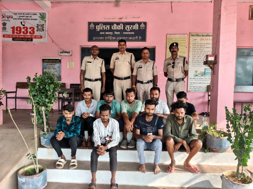 सुरगी पुलिस की जुआ पर बड़ी कार्रवाई, 9 जुआरी गिरफ्तार, 6 लाख से अधिक की संपत्ति जब्त
