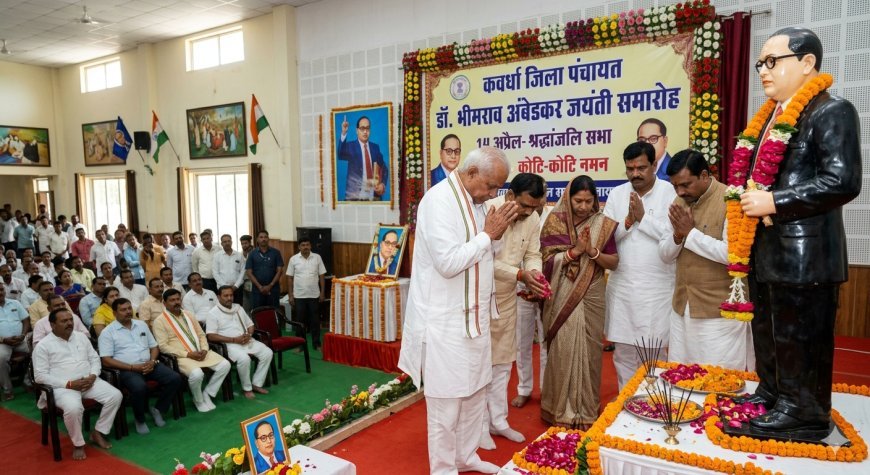 कवर्धा जिला पंचायत में अंबेडकर जयंती पर श्रद्धांजलि, जनप्रतिनिधियों ने किया नमन