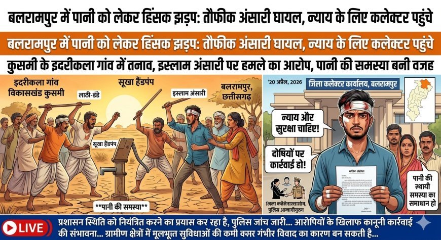 बलरामपुर के कुसमी में पानी विवाद ने लिया हिंसक रूप, युवक पर हमला; कलेक्टर से लगाई न्याय की गुहार