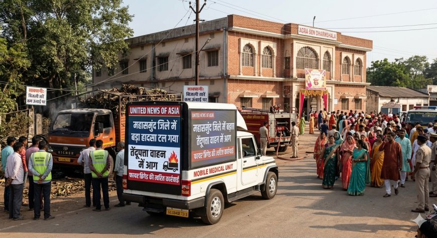 महासमुंद: बागबाहरा में तेंदूपत्ता से भरी गाड़ी में लगी आग, बड़ा हादसा टला