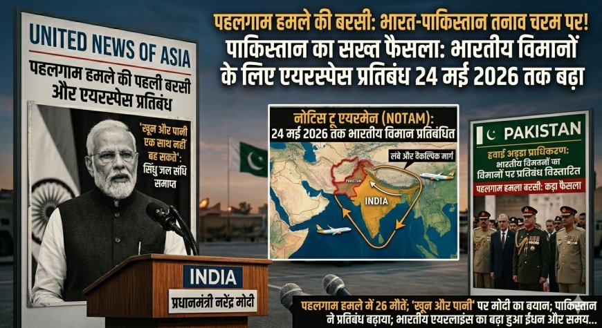 पहलगाम हमले की बरसी पर पाकिस्तान का बड़ा फैसला: भारतीय विमानों के लिए एयरस्पेस 24 मई तक बंद