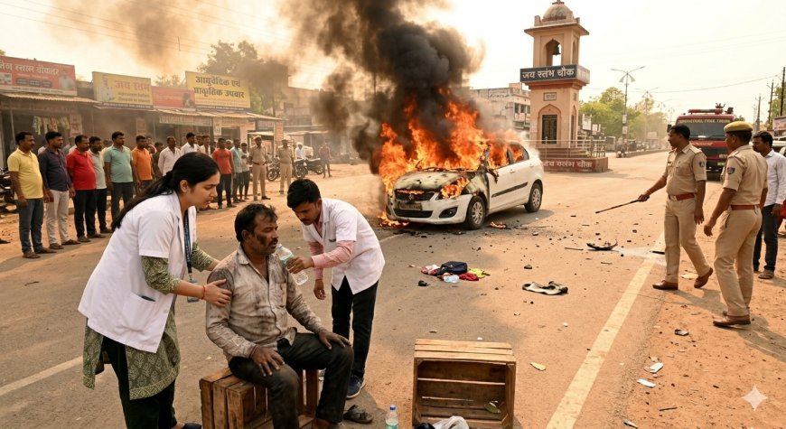 सरायपाली में चलती कार में लगी भीषण आग, चालक ने कूदकर बचाई जान