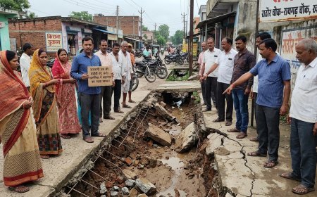 खरसिया में नाली निर्माण पर उठे भ्रष्टाचार के सवाल, पहली बारिश में ध्वस्त हुआ निर्माण कार्य