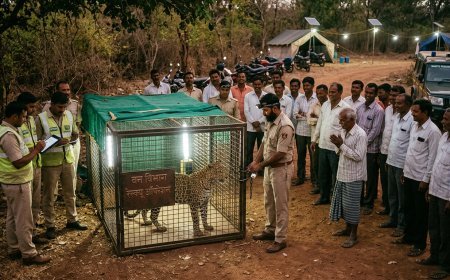 15 दिन बाद खत्म हुआ तेंदुए का आतंक, आलीराजपुर के ग्राम कंदा में पिंजरे में कैद हुआ तेंदुआ