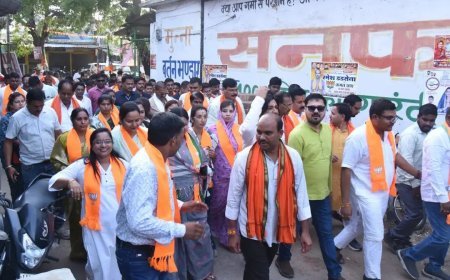 बम्हनीडीह में भाजपा की विशाल जनसभा, विकास के नाम पर मांगा समर्थन