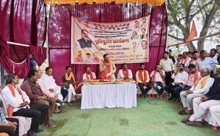लघान में 30 लाख रुपये के स्टापडेम निर्माण कार्य का भूमिपूजन, सांसद संतोष पांडेय ने गिनाईं विकास योजनाएं