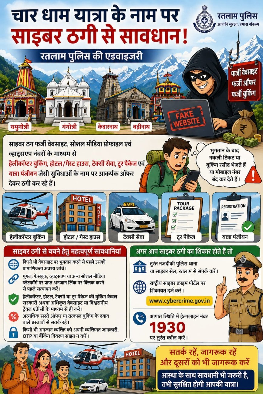 चारधाम यात्रा के नाम पर साइबर ठगी का खतरा बढ़ा, रतलाम पुलिस ने जारी की एडवाइजरी