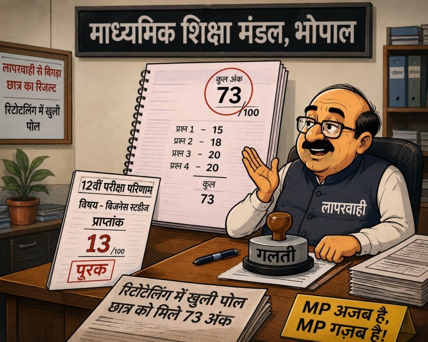 एमपी बोर्ड की बड़ी लापरवाही: 73 अंक वाले छात्र को 13 नंबर देकर किया पूरक घोषित