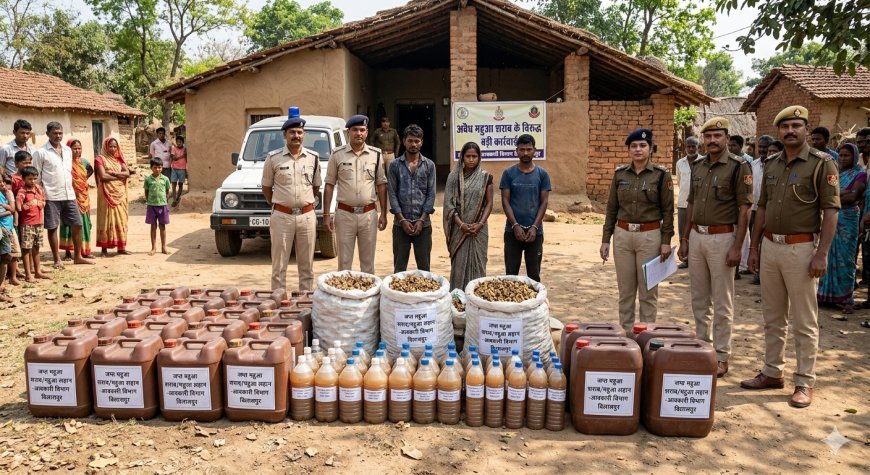 बिलासपुर में आबकारी विभाग की बड़ी कार्रवाई, कई गांवों में छापेमारी कर अवैध महुआ शराब जप्त