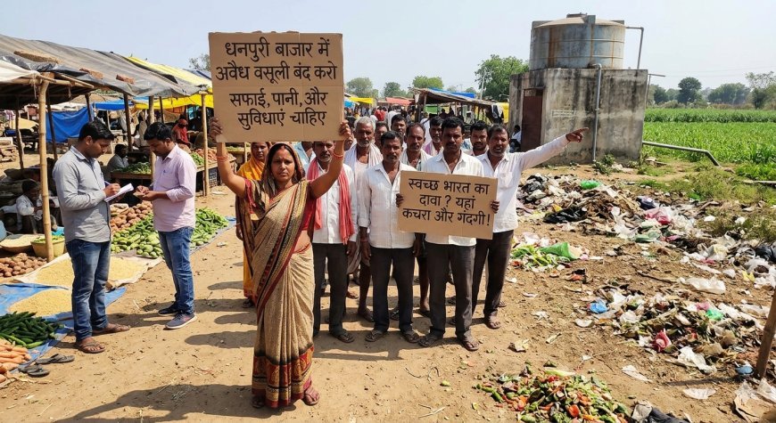 बलरामपुर के नगरा-धनपुरी साप्ताहिक बाजार में अवैध वसूली और गंदगी से ग्रामीण परेशान