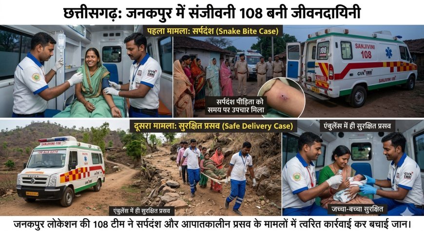 संजीवनी 108 बनी जीवनदायिनी, स्नेक बाइट पीड़िता और प्रसूता की बचाई जान