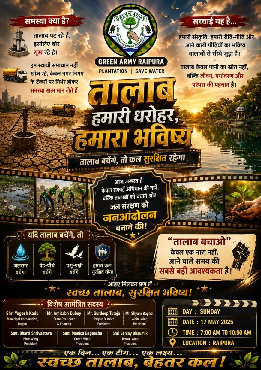 गदही तालाब बचाने ग्रीन आर्मी का महाअभियान जारी, 13 सप्ताह से लगातार हो रहा श्रमदान