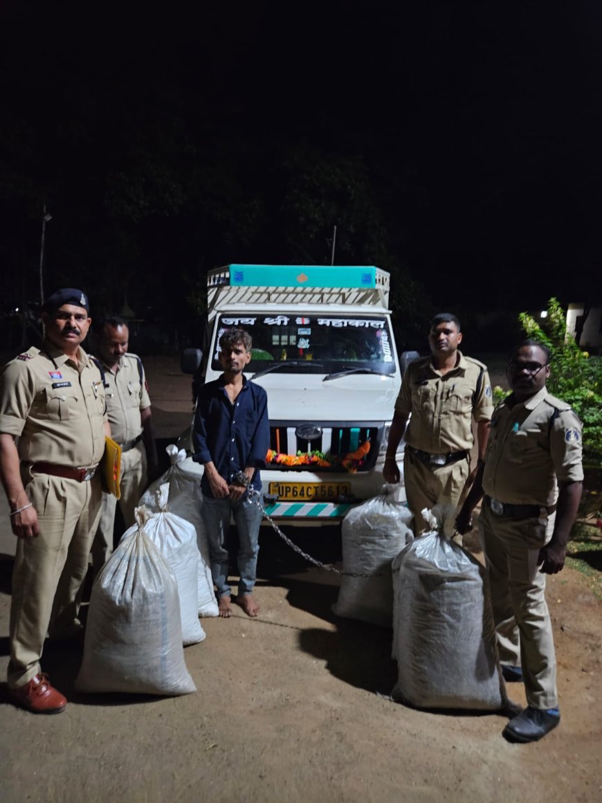 गरियाबंद पुलिस की बड़ी कार्रवाई, 130 किलो से अधिक अवैध गांजा और पिकअप वाहन के साथ एक आरोपी गिरफ्तार