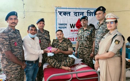 212 बटालियन सीआरपीएफ द्वारा विश्व रक्तदाता दिवस पर भव्य रक्तदान शिविर का आयोजन, 65 कर्मियों ने किया रक्तदान