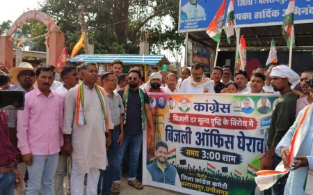 बलरामपुर में बिजली बिल बढ़ोतरी को लेकर कांग्रेस का घेराव, पुलिस से तीखी नोकझोंक