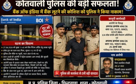छिंदवाड़ा में बैंक लूट की कोशिश नाकाम, पुलिस ने आरोपी को मौके पर दबोचा