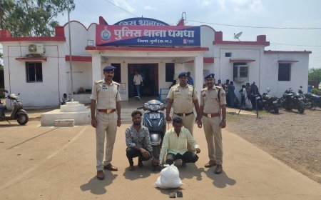 धमधा में 3.100 किलो गांजा के साथ दो तस्कर गिरफ्तार, एक्टिवा और मोबाइल जब्त