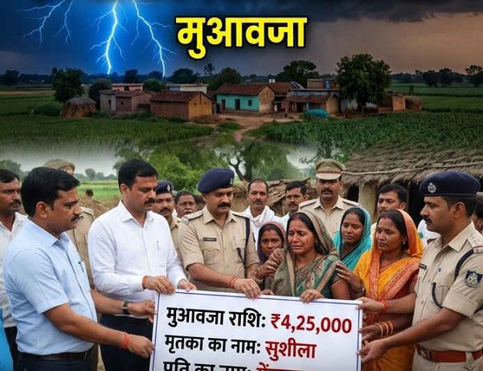आकाशीय बिजली से मृत महिला के परिवार को 24 घंटे में मिली 4.25 लाख की सहायता, कलेक्टर ने घायलों का जाना हाल