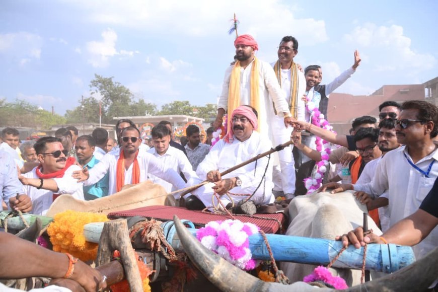 राजनीति में अनोखी मिसाल: डिप्टी सीएम अरुण साव बने विधायक दीपेश साहू की बैलगाड़ी बारात के सारथी