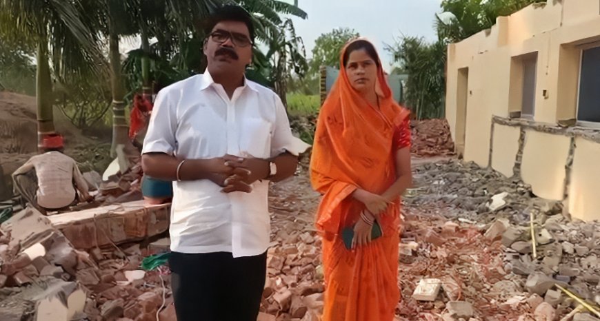 सरपंच ने पेश की ईमानदारी की मिसाल, पति के मकान से खुद हटवाया शासकीय भूमि पर अतिक्रमण